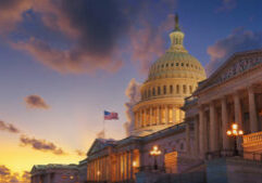 US Capitol building at sunset, Washington DC, USA.